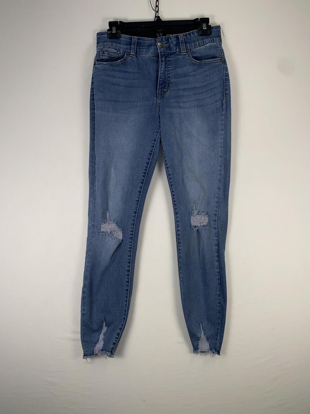 NY & C Jeans Womens 8 Blue Mya Curvy High Waist Distressed Skinny Ankle Denim